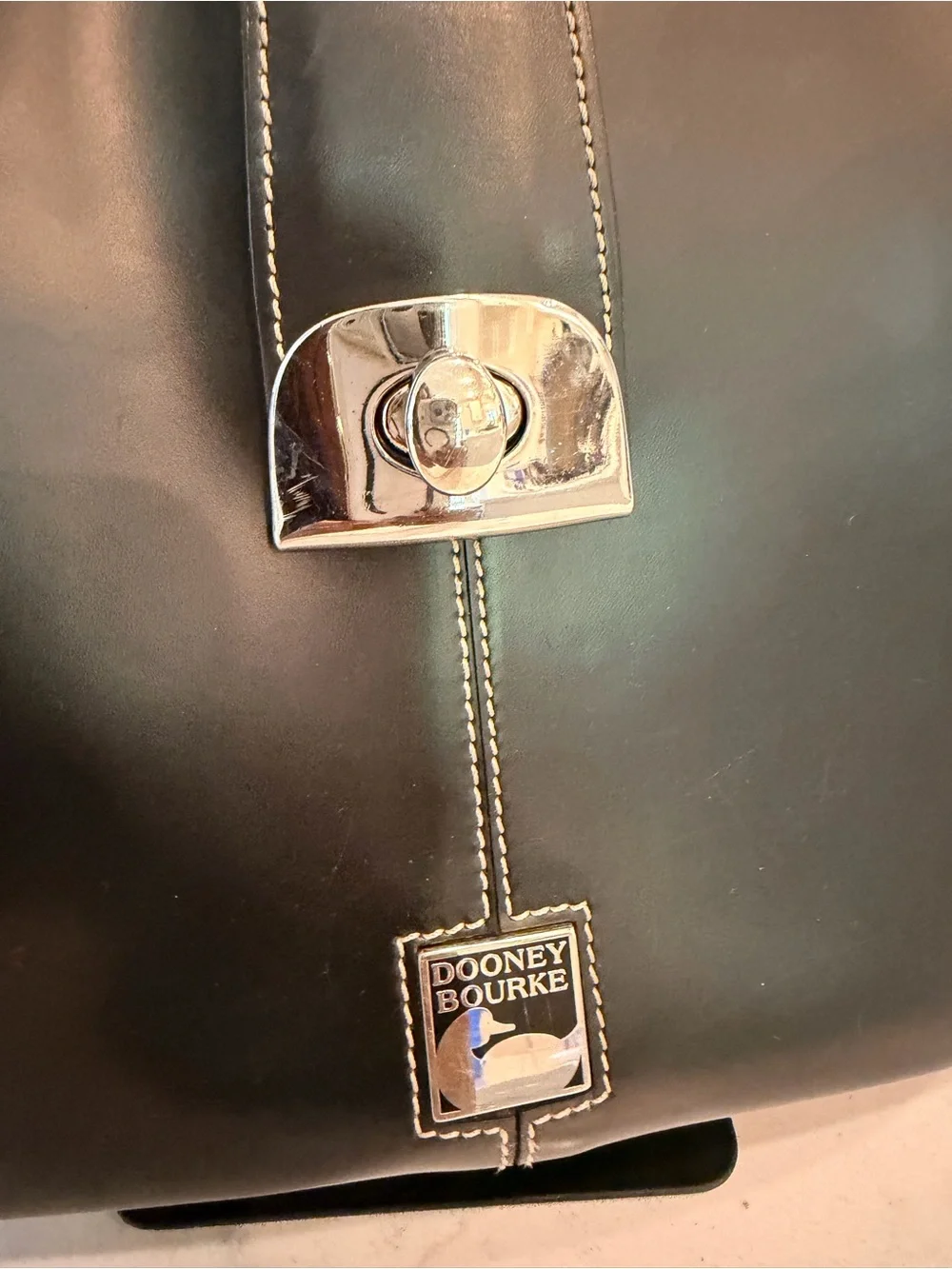 Dooney & Bourke Black Leather Hobo with Silver Hardware